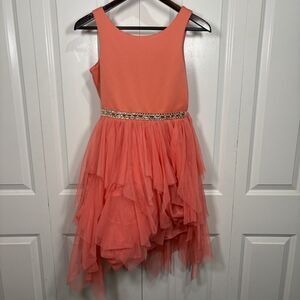 Emily West Girls Dress 16 Coral Tulle Party Formal Prom Dance Special Occasion